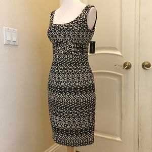 NWT Jones New York black and metallic ivory dress